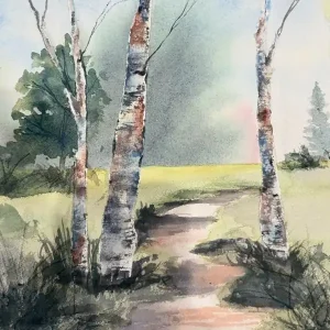 sept 17 watercolour birch bark 600 x600 sq