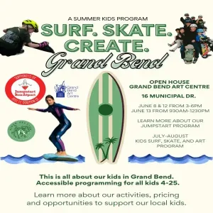 Surf Skate and Create Kids Program (ages 4-25) Wed & Fri nights July - August surf open house 600 x 600 sq